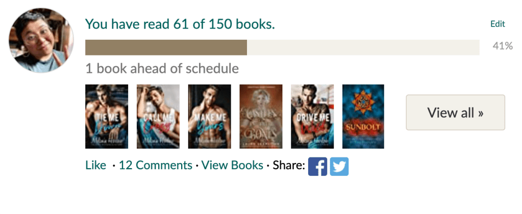 May 2023 Goodreads Reading Challenge update: 61 of 150 books